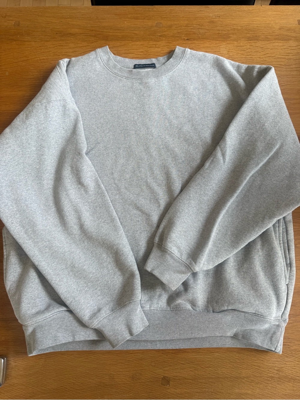 Brandy Melville Oversized Crewneck Sweatshirt -Light Heather Gray with pockets